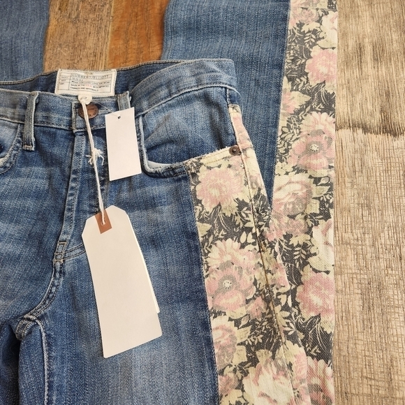 New Current/Elliott Blue The Uneven Seamed In First Love Mixed Floral Straight L - Picture 4 of 10